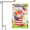 G128 Combo Pack: Garden Flag Stand Black 36 in x 16 in & Garden Flag Patriotic Decoration Welcome USA Flag Flower Pot 12"x18" Double-Sided Blockout Fabric